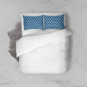 Blue and Baby Blue Trellis, Lattice, Quatrefoil Pillowcase