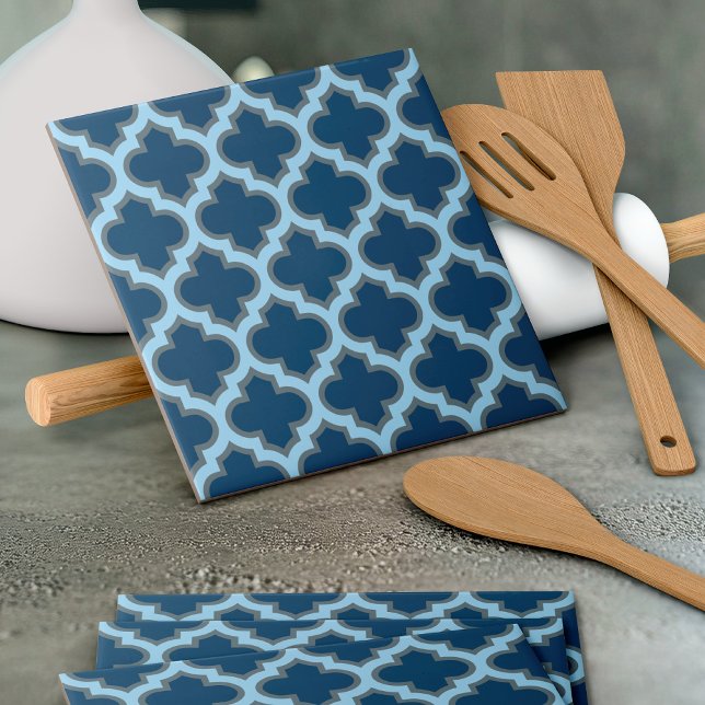 Blue and Baby Blue Trellis, Lattice, Quatrefoil Tile (Creator Uploaded)