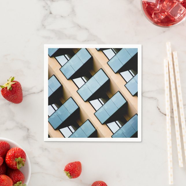 Blue and Beige Building Abstract Napkin (Insitu)