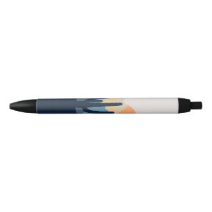 Blue and beige desert sunrise black ink pen
