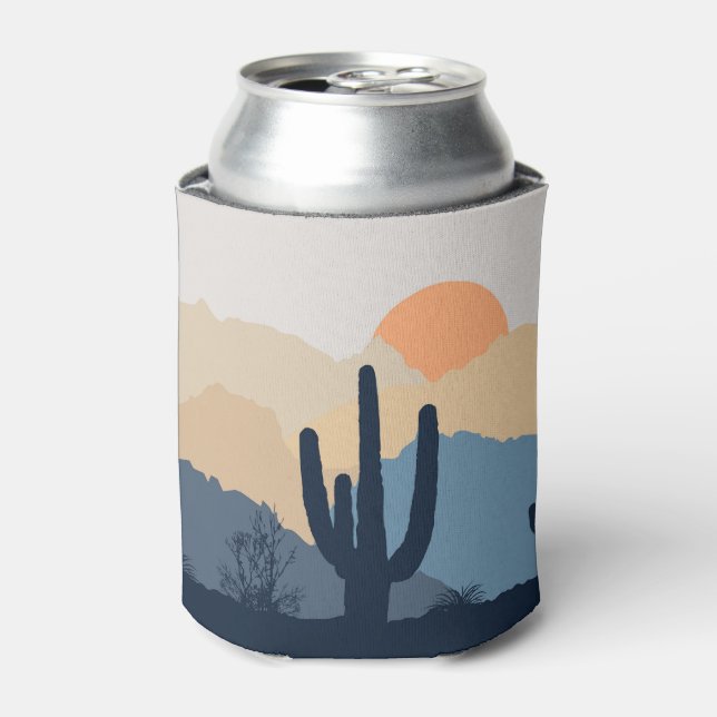 Blue and beige desert sunrise can cooler (Can Front)