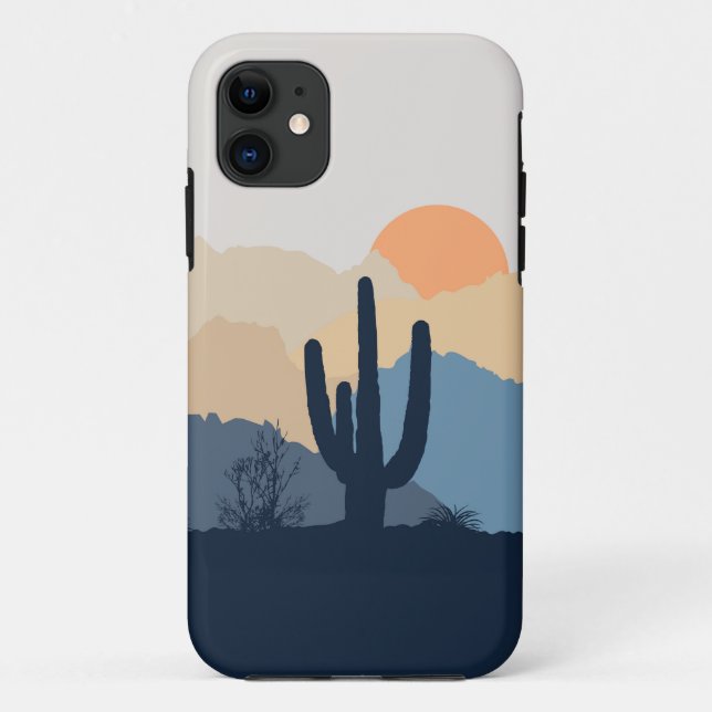 Blue and beige desert sunrise Case-Mate iPhone case (Back)