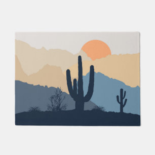 Blue and beige desert sunrise doormat