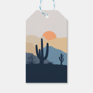 Blue and beige desert sunrise gift tags