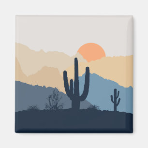 Blue and beige desert sunrise magnet