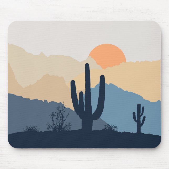 Blue and beige desert sunrise mouse mat (Front)