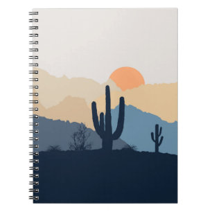 Blue and beige desert sunrise notebook