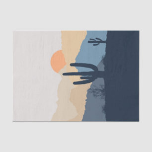 Blue and beige desert sunrise tissue paper