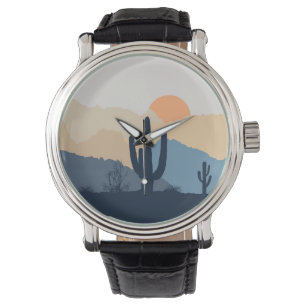 Blue and beige desert sunrise watch