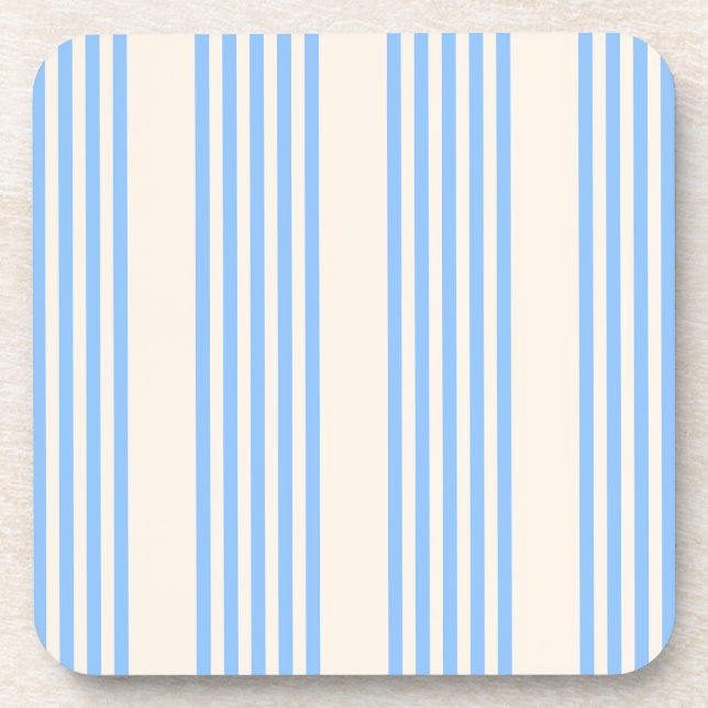 Blue and beige five stripe pattern coaster (Front)