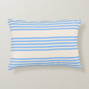 Blue and beige five stripe pattern decorative cushion