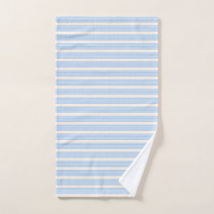 Blue and beige five stripe pattern hand towel