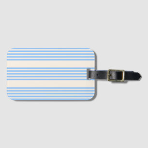 Blue and beige five stripe pattern luggage tag