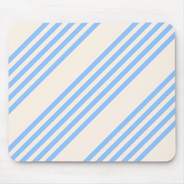Blue and beige five stripe pattern mouse mat (Front)
