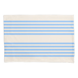 Blue and beige five stripe pattern pillowcase