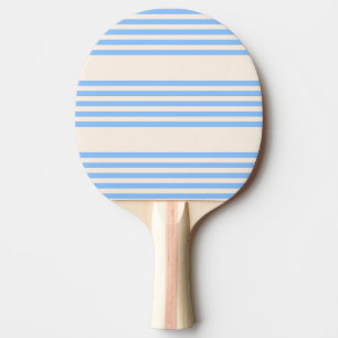 Blue and beige five stripe pattern ping pong paddle