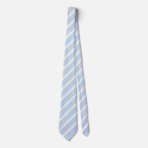Blue and beige five stripe pattern tie