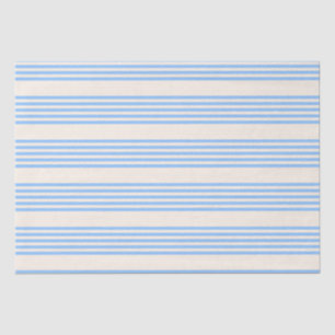 Blue and beige five stripe pattern tissue paper