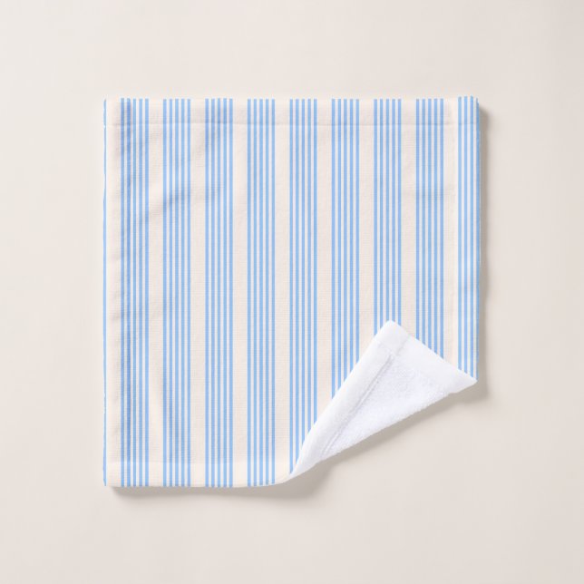 Blue and beige five stripe pattern wash cloth (Wash Cloth)