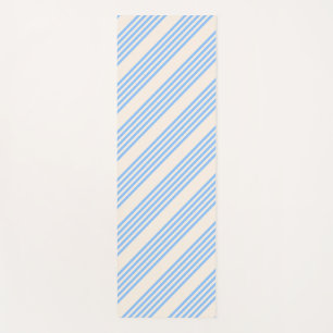 Blue and beige five stripe pattern yoga mat