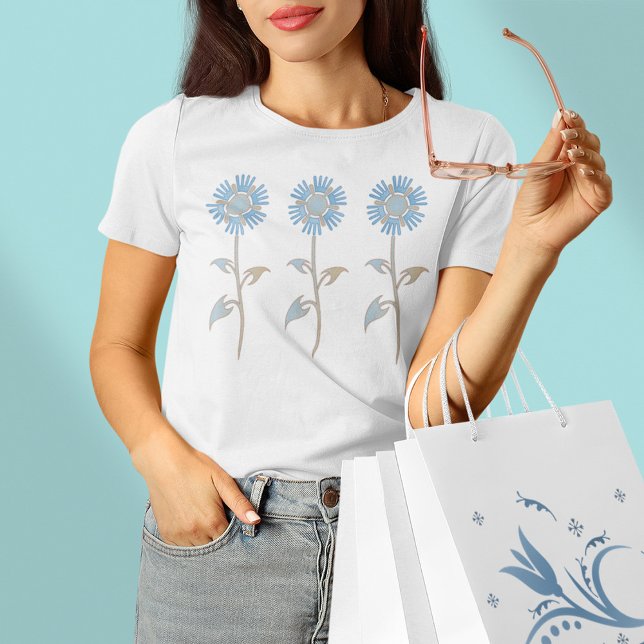 Blue and Beige Pastel Flower T shirt (Creator Uploaded)