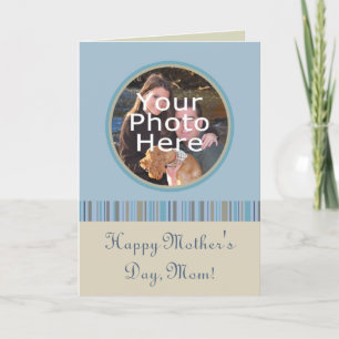 Blue and Beige Photo Frame Mother's Day Card