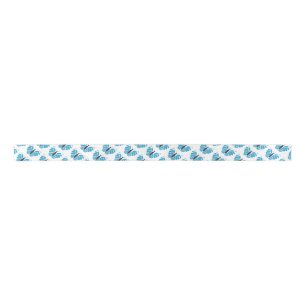 Blue and black abstract butterfly flying ribbon satin ribbon