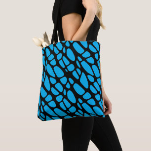 Blue and Black Abstract Organic Skin Pattern Tote Bag