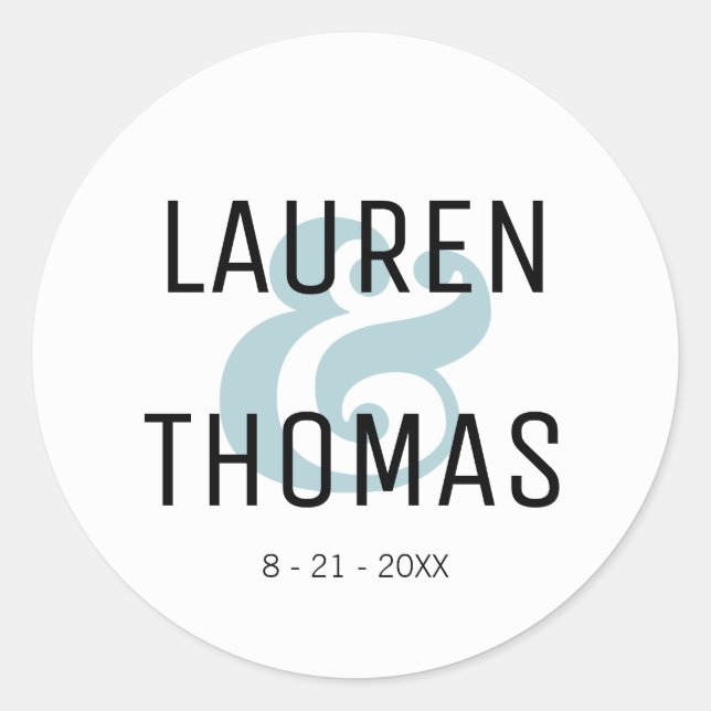 Blue and Black Ampersand Wedding Sticker (Front)