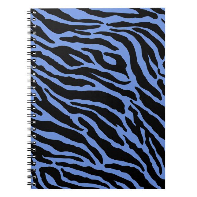 Blue and Black Animal Print Stripes  Notebook (Front)