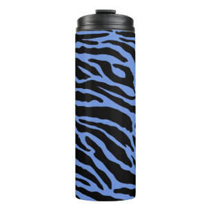 Blue and Black Animal Print Stripes Thermal Tumbler