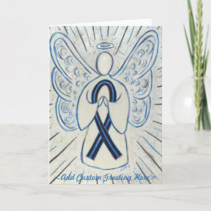 Blue and Black Awareness Ribbon Angel Custom Card