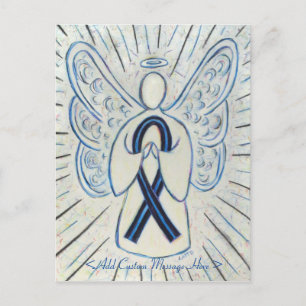 Blue and Black Awareness Ribbon Angel Postcard