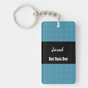 Blue and Black Best UNCLE Ever Custom Name Key Ring