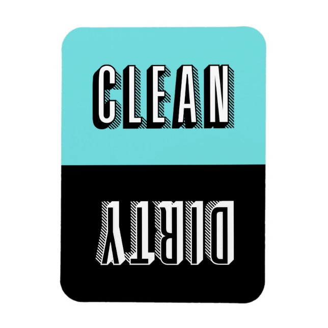 Blue and Black Block Retro Typography Dishwasher Magnet (Vertical)
