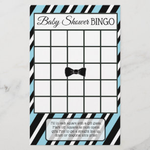 Blue and Black Bowtie Boy baby shower games Flyer