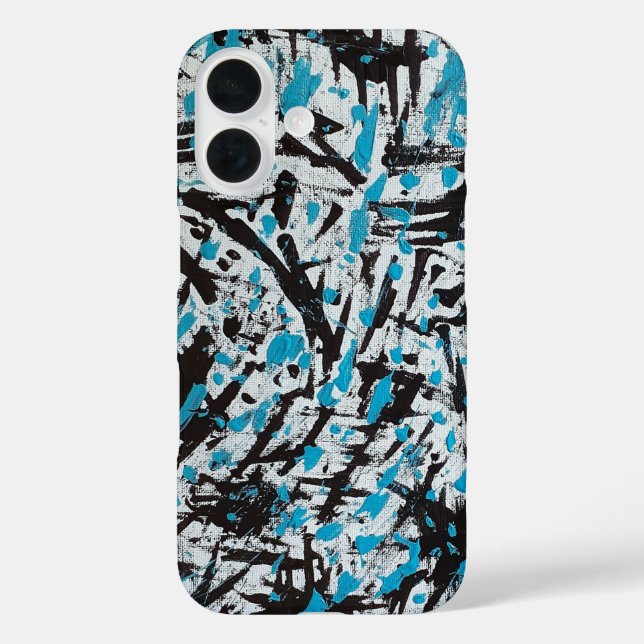 Blue and Black Brush marks Abstract Case-Mate iPhone Case (Back)