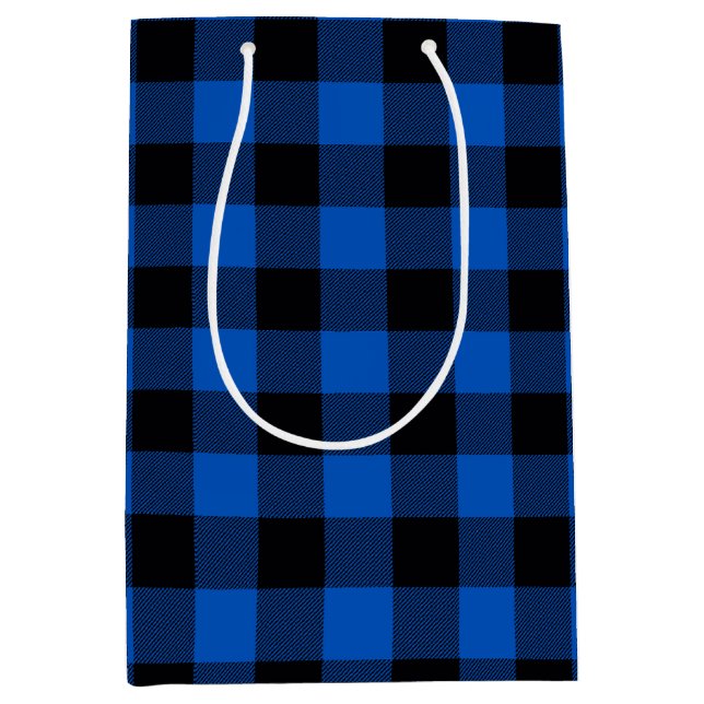 Blue and Black Buffalo Plaid  Medium Gift Bag (Front)