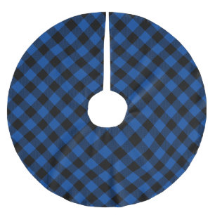 Blue and Black Buffalo Plaid Patter Brushed Polyester Tree Skirt