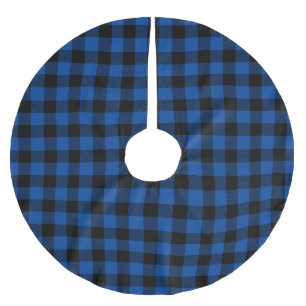Blue and Black Buffalo Plaid Patter Brushed Polyester Tree Skirt