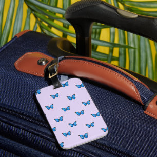 Blue and Black Butterflies on Lavender Sky  Luggage Tag