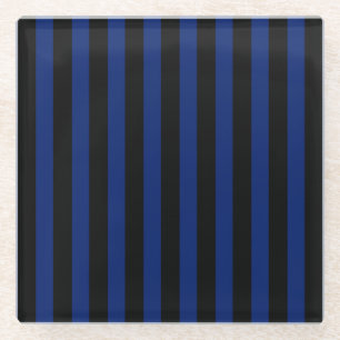 Blue and black candy stripes glass coaster
