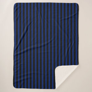Blue and black candy stripes sherpa blanket