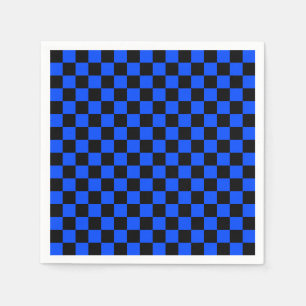 Blue and black checkerboard pattern napkin