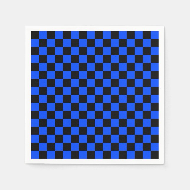 Blue and black checkerboard pattern napkin (Front)
