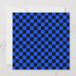 Blue and black checkerboard pattern thank you card