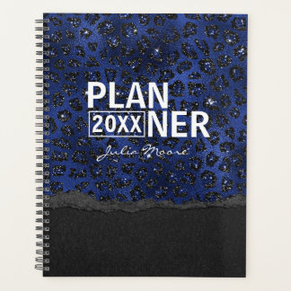 Blue And Black Cheetah Pattern Personalised Planner