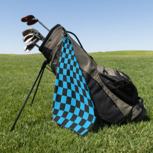Blue and Black Chequered Print Golf Towel