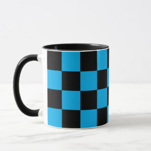 Blue and Black Chequered Print Mug