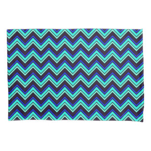 Blue and black chevron zigzag patterned pillowcase